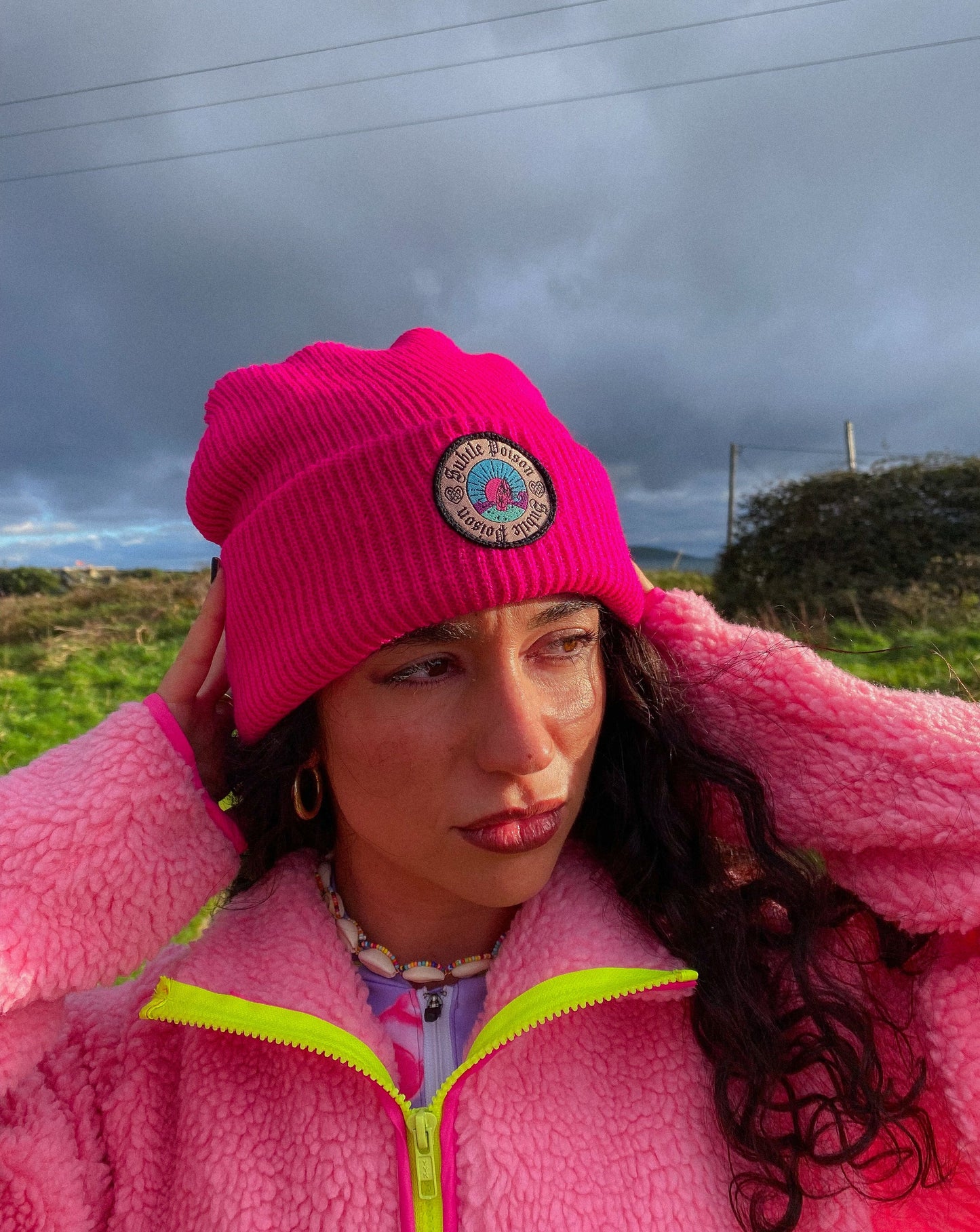 Pink logo Beanie