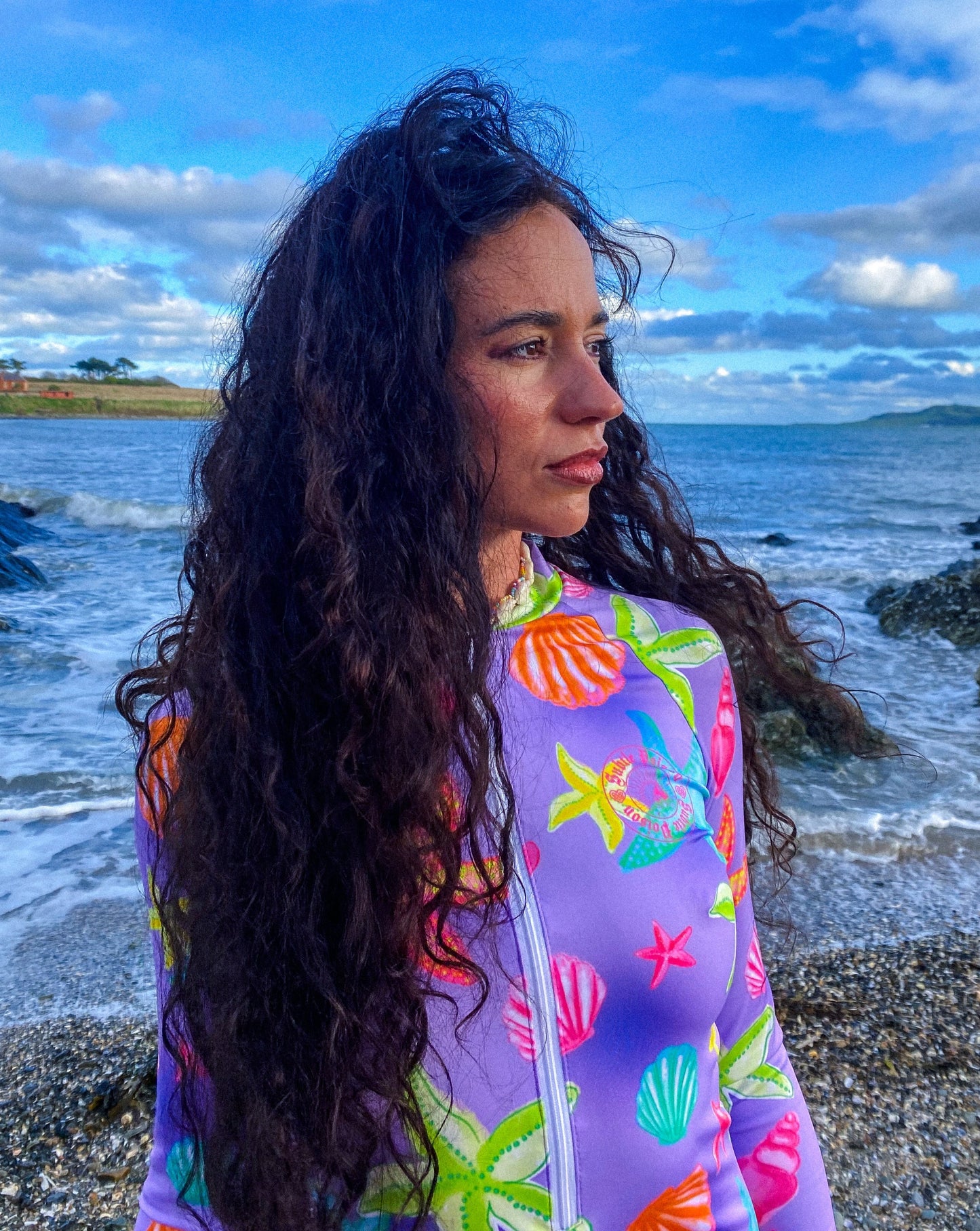 Nautical Purple Long Sleeve Swimsuit