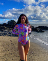 Nautical Purple Long Sleeve Swimsuit