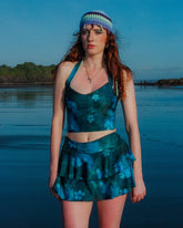 Loinnir - Ocean Blue & Sage Green Reversible Halter Neck Top (Pre-Order)