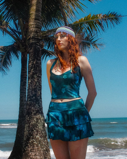 Loinnir - Ocean Blue Ruffled Mini Skirt (Pre-order)