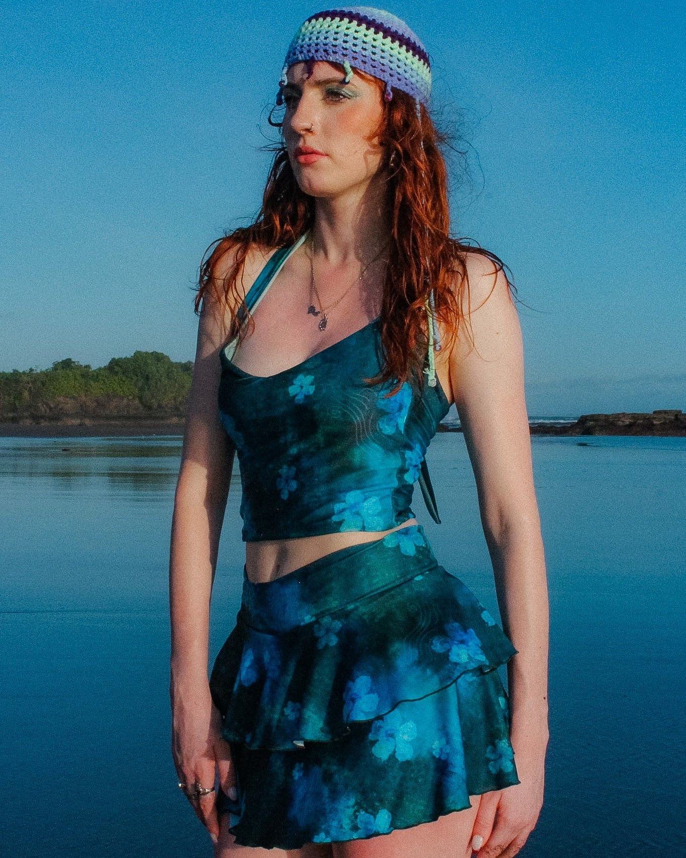 Loinnir - Ocean Blue Ruffled Mini Skirt (Pre-order)