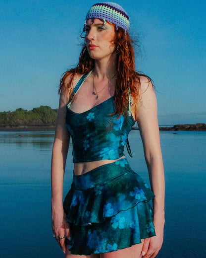 Loinnir - Ocean Blue Ruffled Mini Skirt (Pre-order)