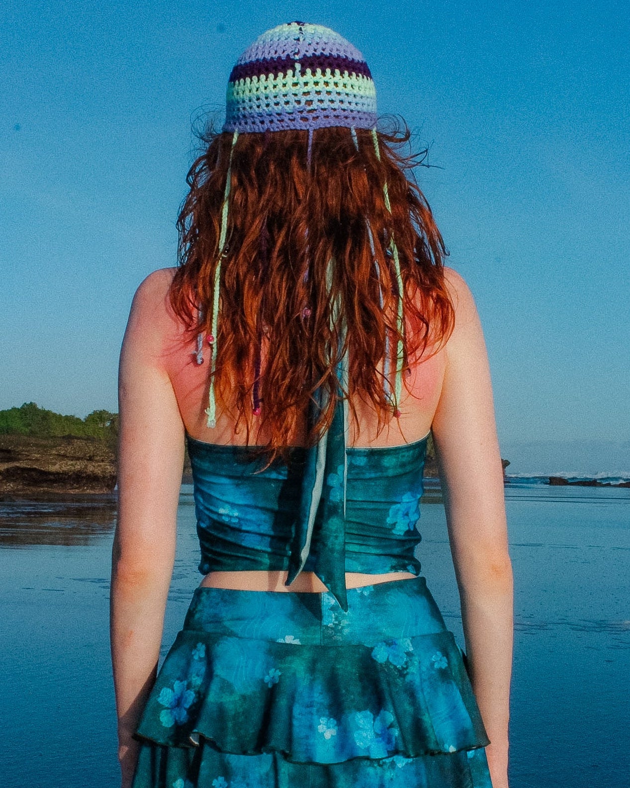 Loinnir - Ocean Blue & Sage Green Reversible Halter Neck Top (Pre-Order)