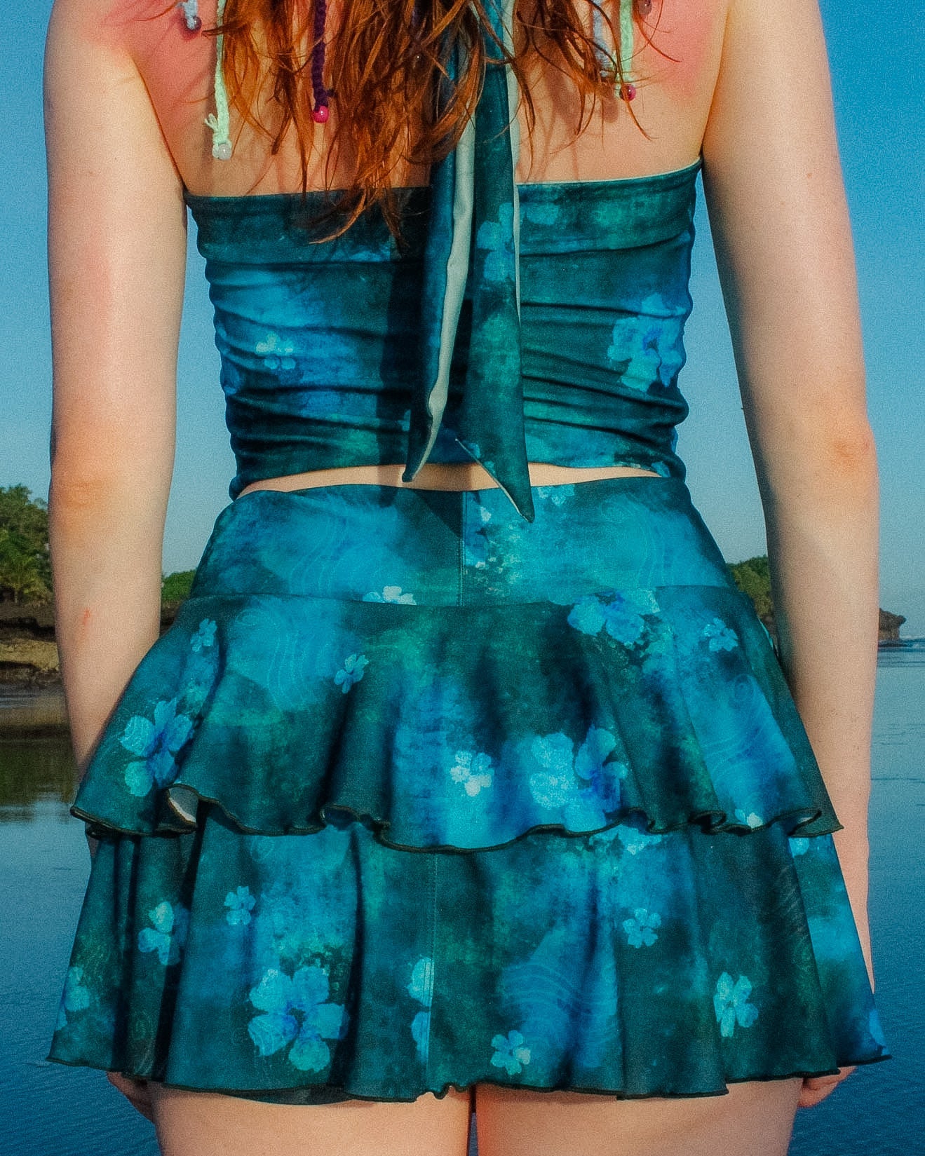 Loinnir - Ocean Blue Ruffled Mini Skirt (Pre-order)