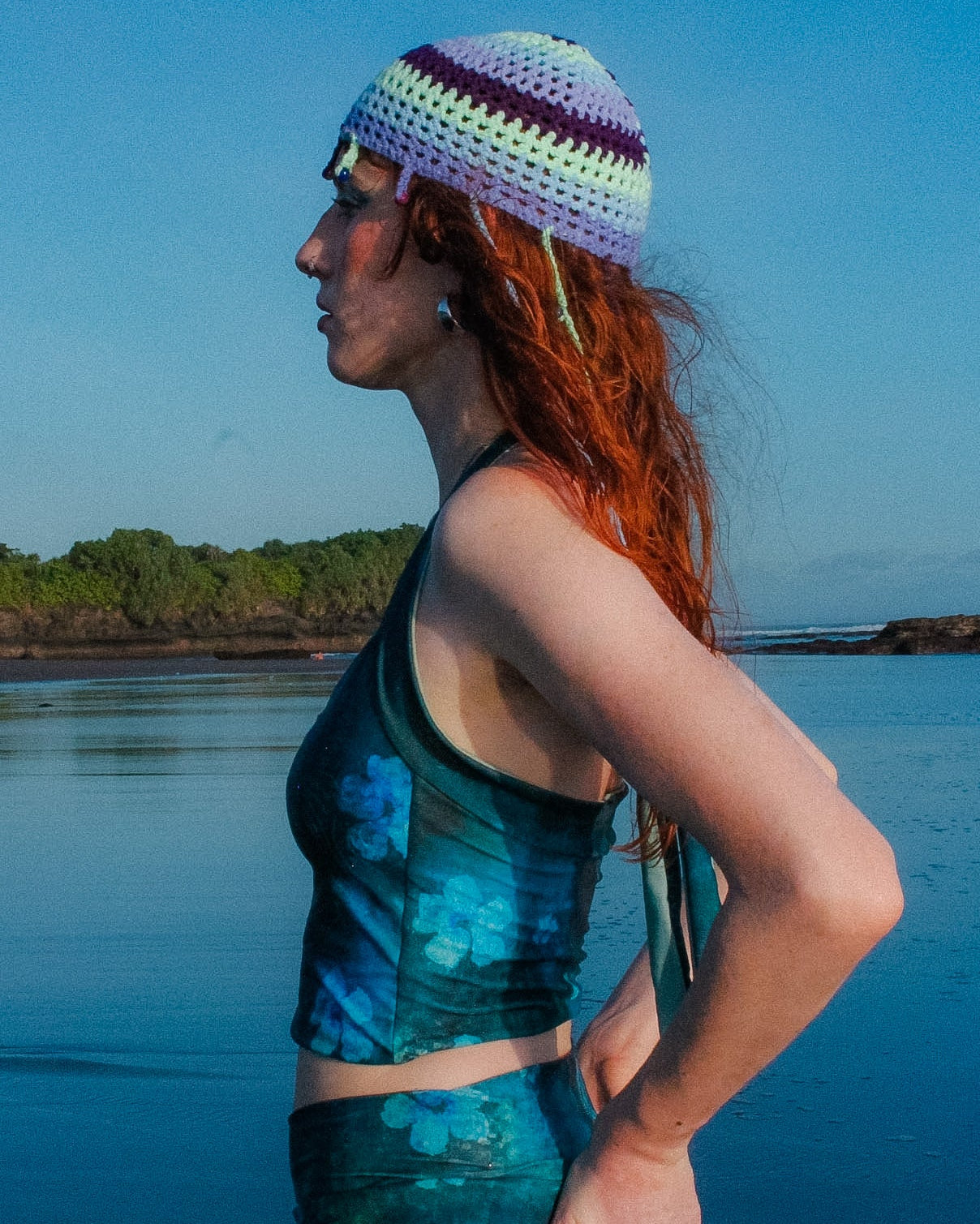 Loinnir - Ocean Blue & Sage Green Reversible Halter Neck Top (Pre-Order)