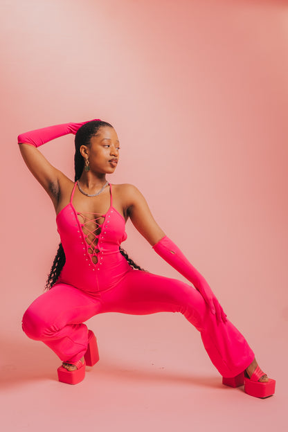 Pink Subtle Poison Rollerskate Jumpsuit