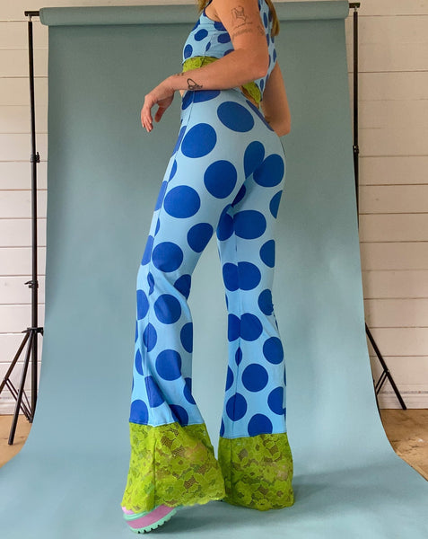 Perry Polka Dot Flared Pants - Blue